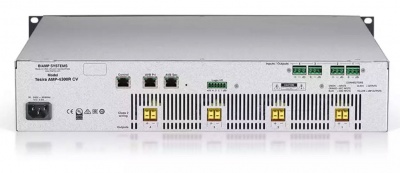 AMP-4300R CV Цифровой усилитель, 4 канала по 300 Вт на 70/100 В. Подключение аудиосигналов через интерфейс AVB/TSN (разъем RJ-45), либо через разъемы Phoenix на опциональной карте