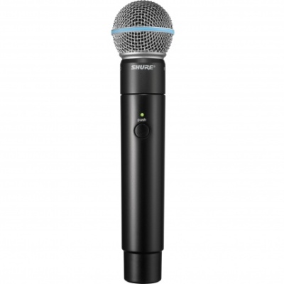 MXW2/BETA58 Динамический ручной радиомикрофон для вокала и речи, суперкардиоидная диаграмма направленности отсекает другие источники звука, капсюль BETA58, для системы Shure MicroFlex