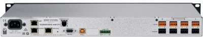 TesiraFORTE AVB VT4 Цифровой аудиопроцессор, 128 x 128 каналов AVB, 4 входа c эхоподавлением (AEC), 4 выхода, 8 каналов звука по USB, 2-канальный VoIP-интерфейс и стандартный телефонный интерфейс FXO, OLED-дисплей, настройка и управление по Ethernet, RS-2