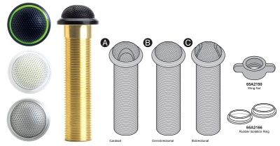 MX395AL/BI Низкопрофильный врезной конденсаторный микрофон, двунаправленный, алюминиевый цвет, 3-pin XLR